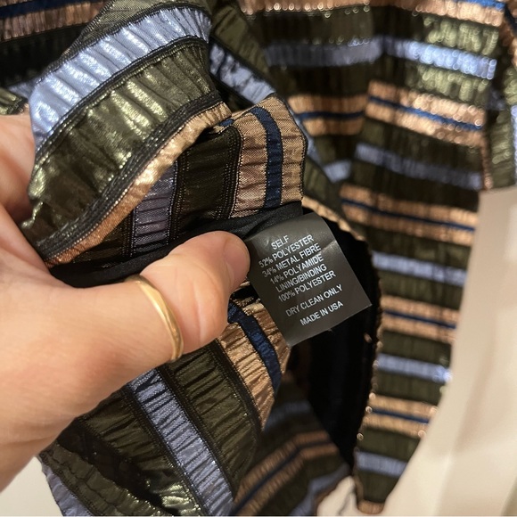 HUNTER BELL | Stella Blouse Top in Festive Stripe Metallic Holiday Top - Picture 9 of 11